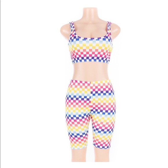 Pants - Multi Color Lattice Short Set